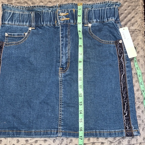 Lizard Thicket large denim paper bag skirt new stretchy waist zip button closure - Picture 7 of 10